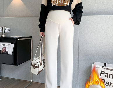 Pantaloni de maternitate cu talie înaltă în dungi de damă