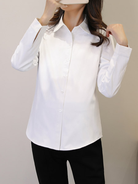 Naiste pikkade varrukatega vabaajasärk klassikalise kraega