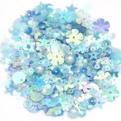 10g Mix Shape Glitter πούλιες για κεντήματα DIY Ρούχα Λουλούδι/Αστέρι/Στρογγυλά/Κοχύλι Πιλέτες Μανικιούρ Νυχιών Διακόσμηση Ραπτικής Χειροτεχνίας