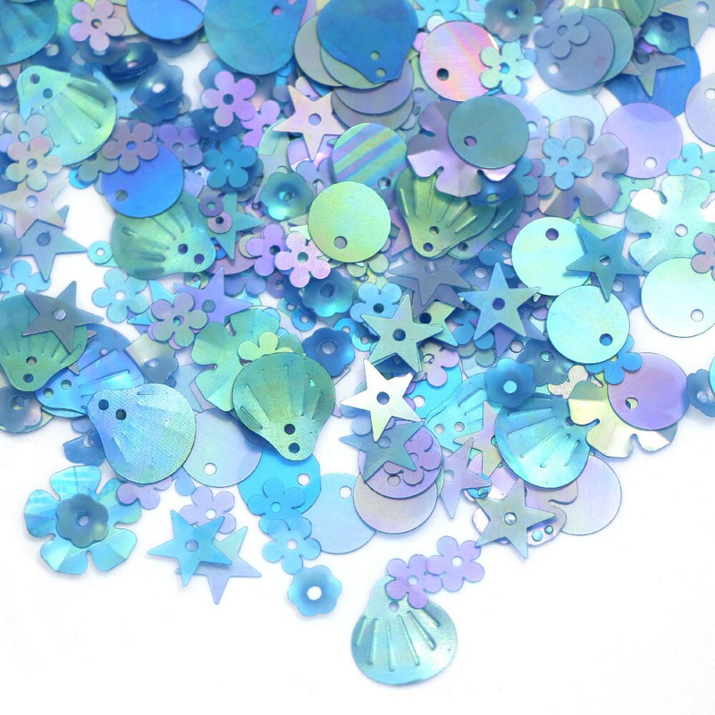 10g Mix Shape Glitter πούλιες για κεντήματα DIY Ρούχα Λουλούδι/Αστέρι/Στρογγυλά/Κοχύλι Πιλέτες Μανικιούρ Νυχιών Διακόσμηση Ραπτικής Χειροτεχνίας