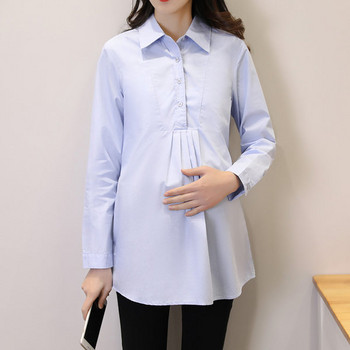 Casual γυναικείο κλασικό πουκάμισο εγκυμοσύνης με γιακά