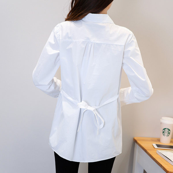 Casual γυναικείο κλασικό πουκάμισο εγκυμοσύνης με γιακά