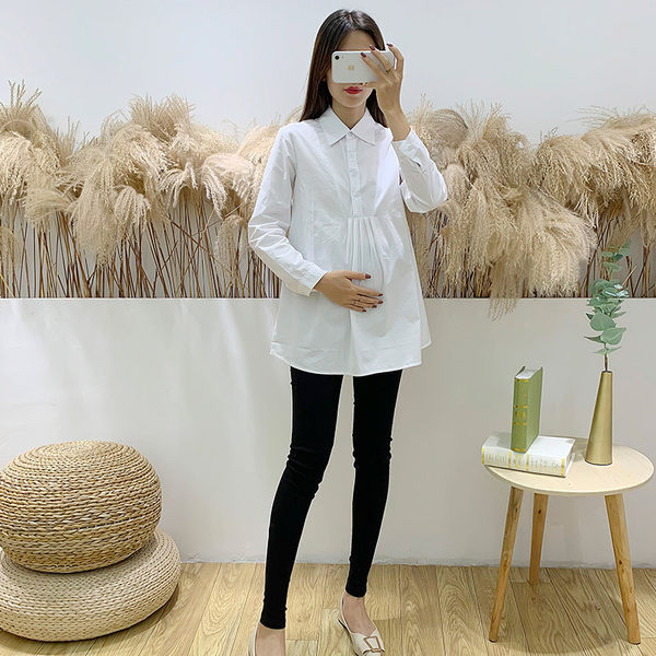 Γυναικείο casual πουκάμισο με κλασικό γιακά για εγκύους