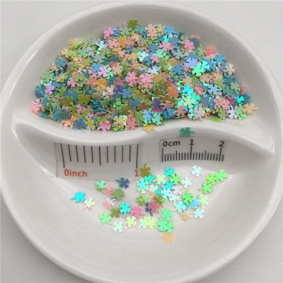 4mm Τετράφυλλο τριφύλλι PVC χαλαρές παγιέτες παγιέτες για μανικιούρ νυχιών, κομφετί γάμου, αξεσουάρ για στολίδια/χειροτεχνίες