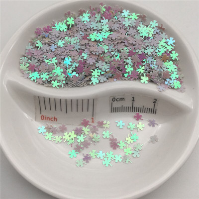 4mm Τετράφυλλο τριφύλλι PVC χαλαρές παγιέτες παγιέτες για μανικιούρ νυχιών, κομφετί γάμου, αξεσουάρ για στολίδια/χειροτεχνίες