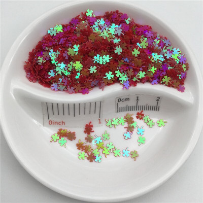 4mm Τετράφυλλο τριφύλλι PVC χαλαρές παγιέτες παγιέτες για μανικιούρ νυχιών, κομφετί γάμου, αξεσουάρ για στολίδια/χειροτεχνίες