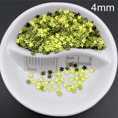 4mm Τετράφυλλο τριφύλλι PVC χαλαρές παγιέτες παγιέτες για μανικιούρ νυχιών, κομφετί γάμου, αξεσουάρ για στολίδια/χειροτεχνίες