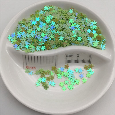 4mm Τετράφυλλο τριφύλλι PVC χαλαρές παγιέτες παγιέτες για μανικιούρ νυχιών, κομφετί γάμου, αξεσουάρ για στολίδια/χειροτεχνίες