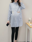 Naiste klassikaline kaelusega triibuline rasedate särk