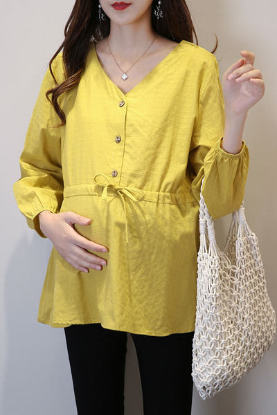 Naiste nööpide ja paeltega särk rasedatele naistele