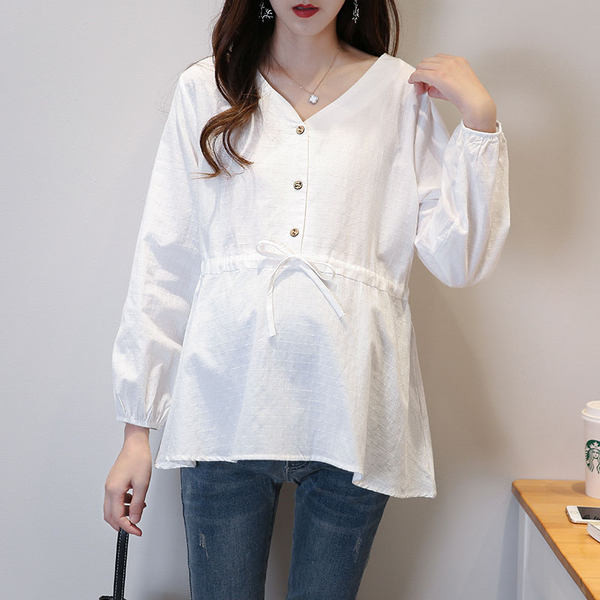 Naiste nööpide ja paeltega särk rasedatele naistele