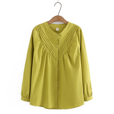 Дамска ежедневна риза- с копчета и овално деколте