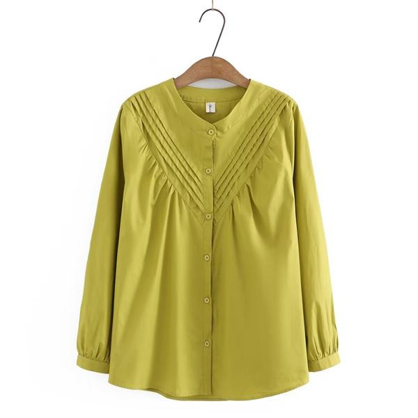 Дамска ежедневна риза- с копчета и овално деколте