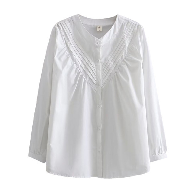Дамска ежедневна риза- с копчета и овално деколте
