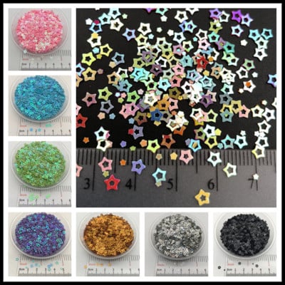 3mm Hollow Star S Shape PVC χαλαρές παγιέτες Glitter Paillettes για μανικιούρ νυχιών, κομφετί γάμου, αξεσουάρ για στολίδια/Cr