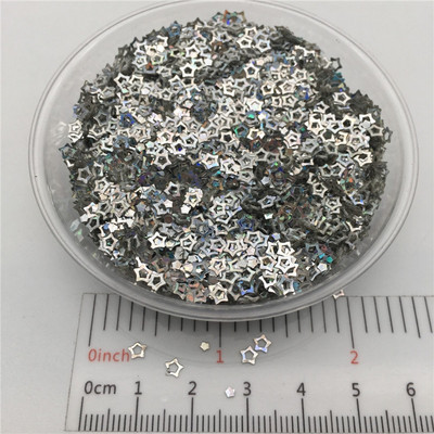 3mm Hollow Star S Shape PVC lahtised litrid Glitter Paillettes küünte kunsti maniküüri, pulmakonfettide jaoks, aksessuaarid kaunistuseks/Cr