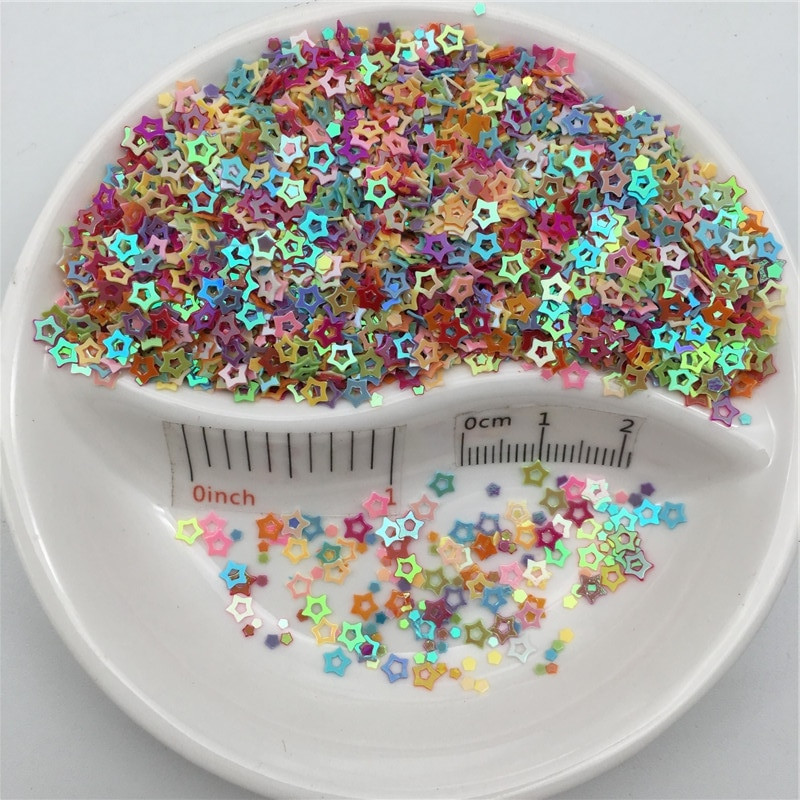 3mm Hollow Star S Shape PVC lahtised litrid Glitter Paillettes küünte kunsti maniküüri, pulmakonfettide jaoks, aksessuaarid kaunistuseks/Cr