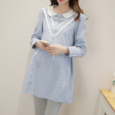 Uue mudeli lühikeste ja pikkade varrukatega laia mustriga rasedate särk