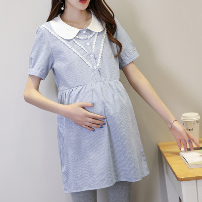 Uue mudeli lühikeste ja pikkade varrukatega laia mustriga rasedate särk