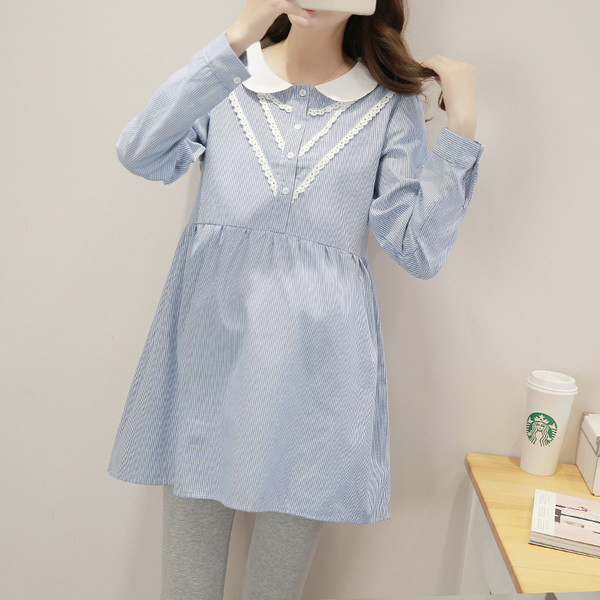 Uue mudeli lühikeste ja pikkade varrukatega laia mustriga rasedate särk