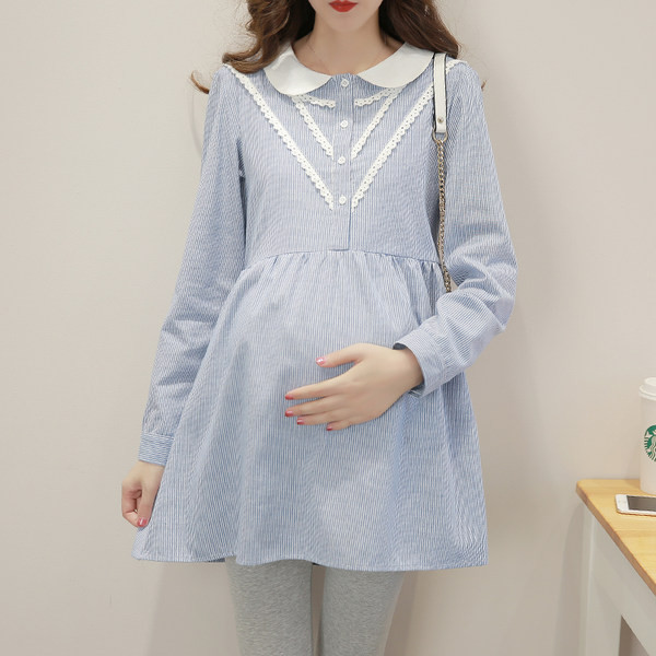 Uue mudeli lühikeste ja pikkade varrukatega laia mustriga rasedate särk