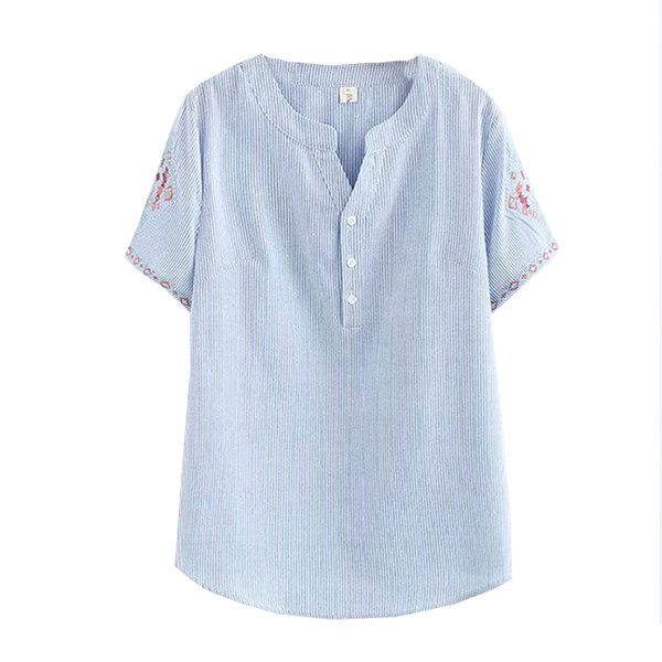 Μόδα γυναικείο πουκάμισο εγκυμοσύνης με κέντημα