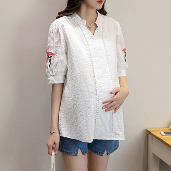Νέο μοντέλο γυναικείο πουκάμισο με κέντημα - λευκό χρώμα