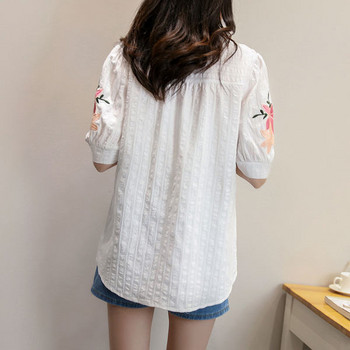 Νέο μοντέλο γυναικείο πουκάμισο με κέντημα - λευκό χρώμα