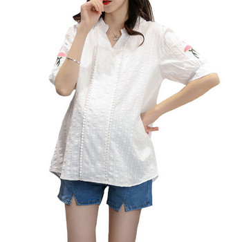 Нов модел дамска риза с бродерия -бял цвят