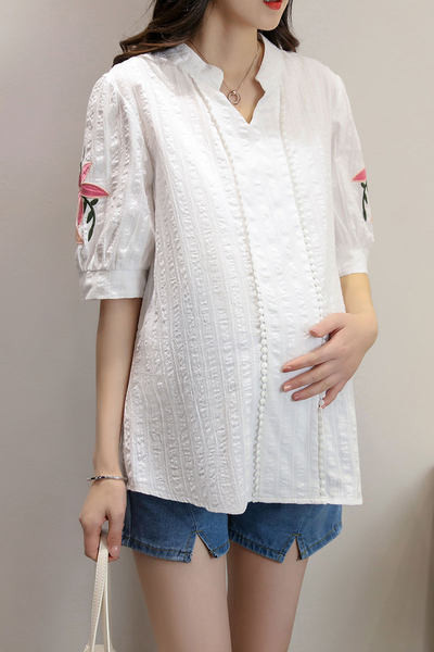 Camasa de dama model nou cu broderie - culoare alba