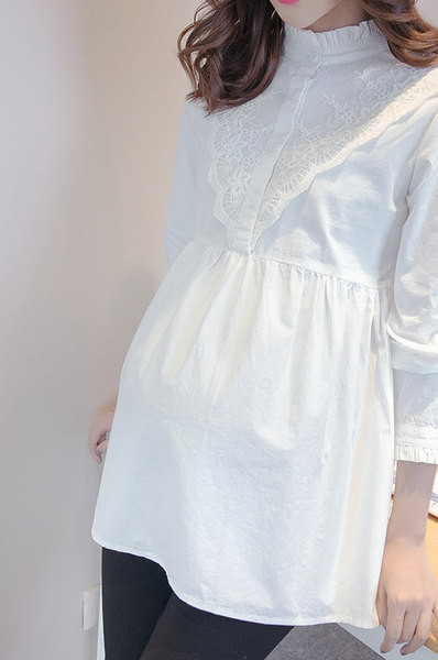 Γυναικείο πουκάμισο για εγκύους με δαντέλα και κουμπιά