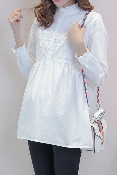 Γυναικείο πουκάμισο για εγκύους με δαντέλα και κουμπιά