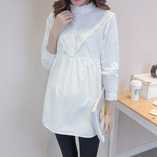 Γυναικείο πουκάμισο για εγκύους με δαντέλα και κουμπιά