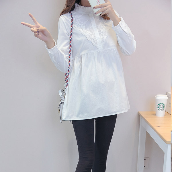 Γυναικείο πουκάμισο για εγκύους με δαντέλα και κουμπιά