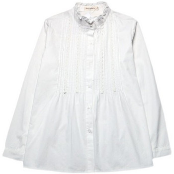 Μοντέρνο γυναικείο πουκάμισο με χαμηλό γιακά σε λευκό χρώμα