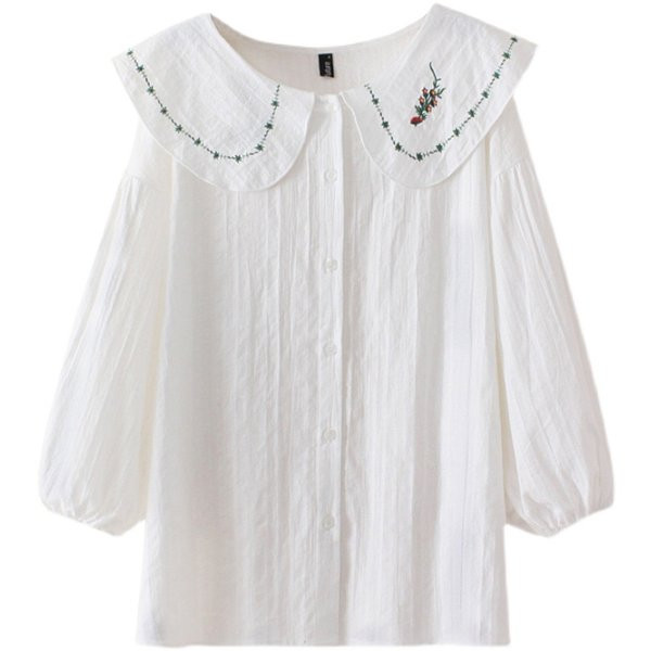 Modna plavo-bijela trudnička košulja na kopčanje