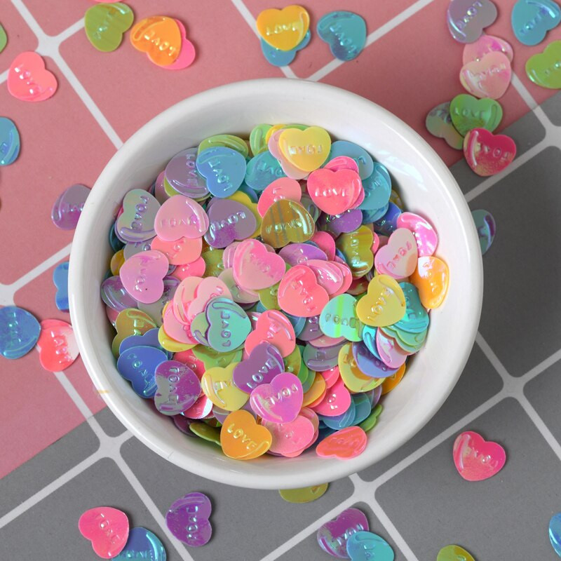 20g/Bag Love Herat 10mm PVC Confetti Glitter Sequins For Crafts Διακοσμητικά νυχιών Πιλέτες Παγιέτες DIY Αξεσουάρ ραπτικής