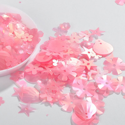 10 g/pachet mat roz amestec flori prune stea forme cochilii PET fulgi cană paiete vrac Paillettes accesorii de cusut și confeti de nuntă