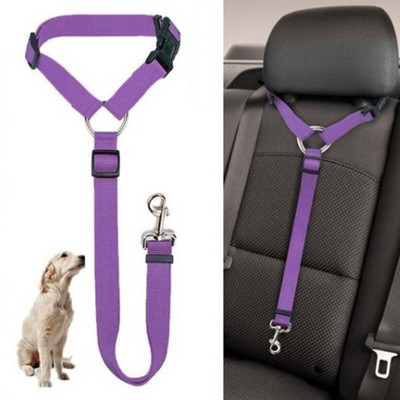 Culoare solidă, două în unu, centură de siguranță pentru mașină pentru animale de companie, lesă din nailon cu plumb, centură de siguranță pentru scaunul din spate, guler reglabil pentru câini, accesorii pentru animale de companie