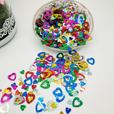 50g 12mm Flat Love Heart Sequins for Crafts Αξεσουάρ ραπτικής 2τμχ Σετ κομφετί Spangles 7 χρωμάτων Διαθέσιμα