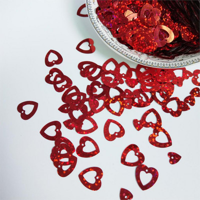 50g 12mm Flat Love Heart Sequins for Crafts Αξεσουάρ ραπτικής 2τμχ Σετ κομφετί Spangles 7 χρωμάτων Διαθέσιμα