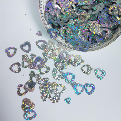 50g 12mm Flat Love Heart Sequins for Crafts Αξεσουάρ ραπτικής 2τμχ Σετ κομφετί Spangles 7 χρωμάτων Διαθέσιμα