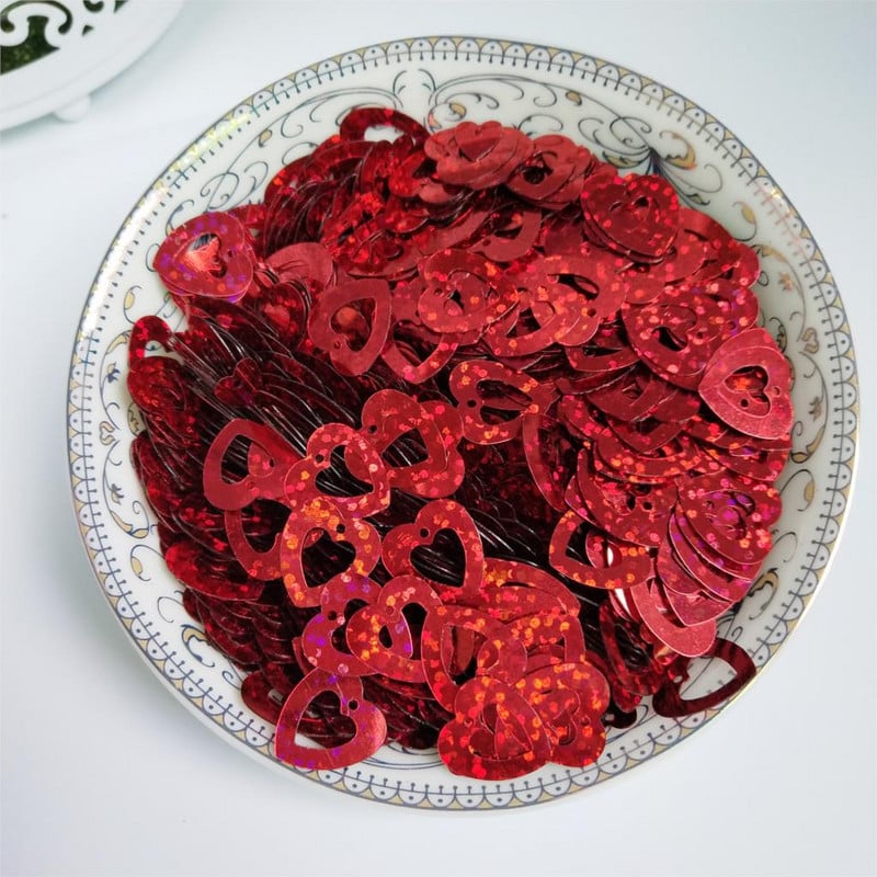 50g 12mm Flat Love Heart Sequins for Crafts Αξεσουάρ ραπτικής 2τμχ Σετ κομφετί Spangles 7 χρωμάτων Διαθέσιμα