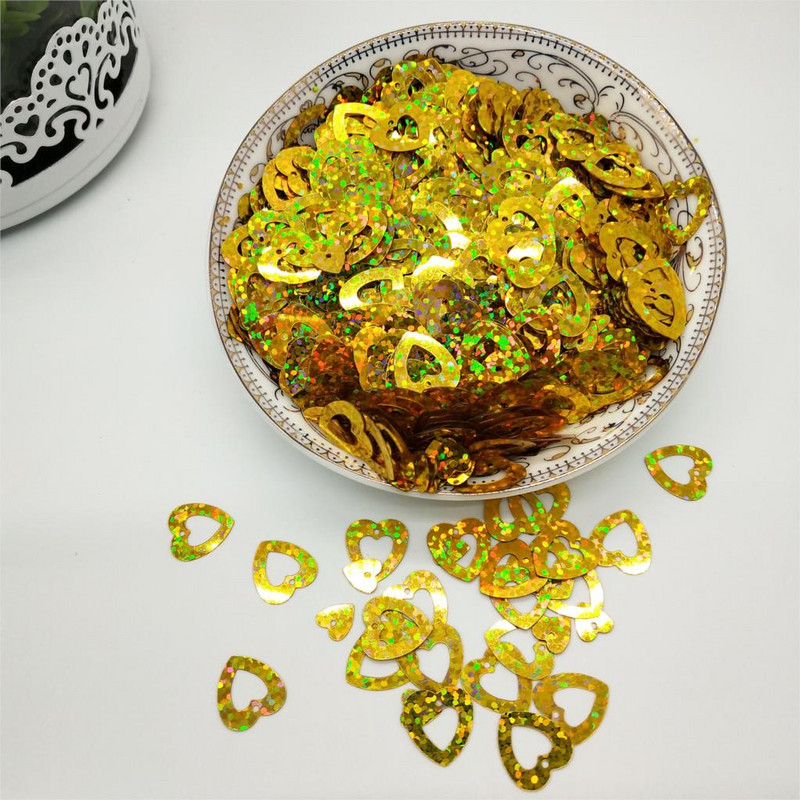 50g 12mm Flat Love Heart Sequins for Crafts Αξεσουάρ ραπτικής 2τμχ Σετ κομφετί Spangles 7 χρωμάτων Διαθέσιμα