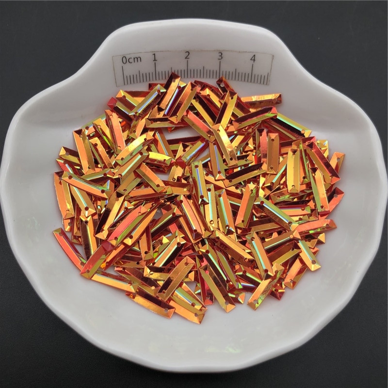 30g 3*13MM găuri duble bară strălucitoare culoare aurie paiete largi Paillettes pentru cusut, pantofi, pălărie, bricolaj pentru copii, accesorii de meșteșuguri