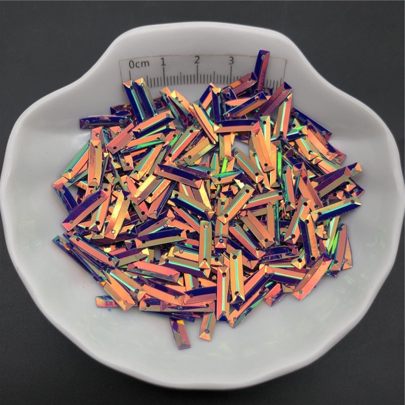 30g 3*13MM găuri duble bară strălucitoare culoare aurie paiete largi Paillettes pentru cusut, pantofi, pălărie, bricolaj pentru copii, accesorii de meșteșuguri