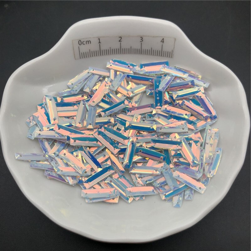 30g 3*13MM găuri duble bară strălucitoare culoare aurie paiete largi Paillettes pentru cusut, pantofi, pălărie, bricolaj pentru copii, accesorii de meșteșuguri