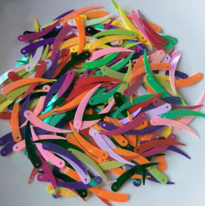 Colorful Sickle,Ivory Shape Τσάντα κουρτίνας σπιτιού Καπέλο παπουτσιών Ρούχα Εμφάνιση Ρούχα Διακοσμητικά Παγιέτες 1 τρύπας Χειροτεχνία 1200τμχ 5*32mm A0190L