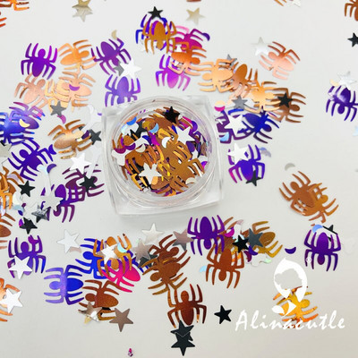 15g Halloween Spider Sequins DIY Supplies Nails Art Polymer Clear Accessories DIY Sequins scrapbook shakes