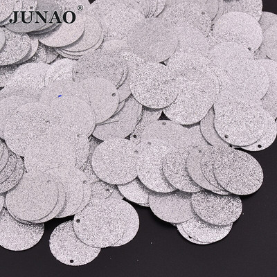 JUNAO 20g 18mm Särakulla Hõbeda Õmblemine Suured litrid Ümmargused Lamedad Paillttes Kõrvarõngad Ripatsid Riided Käsitöö DIY Kodukaunistused